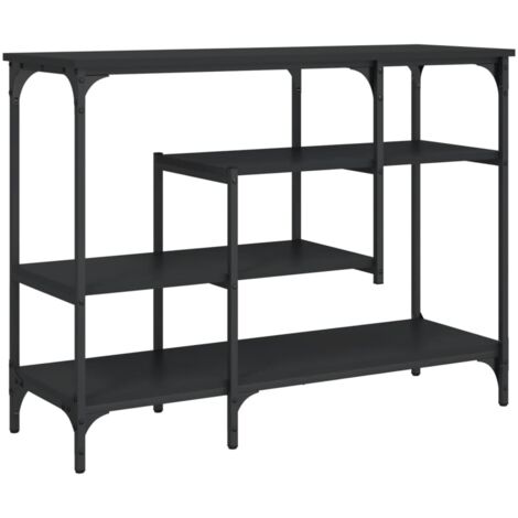 Práctica mesa auxiliar consola con estantes para una entrada organizada 100 x 35 x 75 cm madera contrachapada y metal negro DEC031670 (1/5)