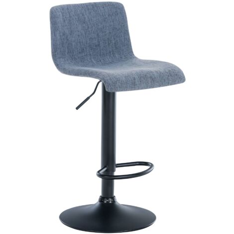 Taburete de bar con reposapiés giratorio respaldo curvado en tela azul y metal negro 100004958 (1/5)