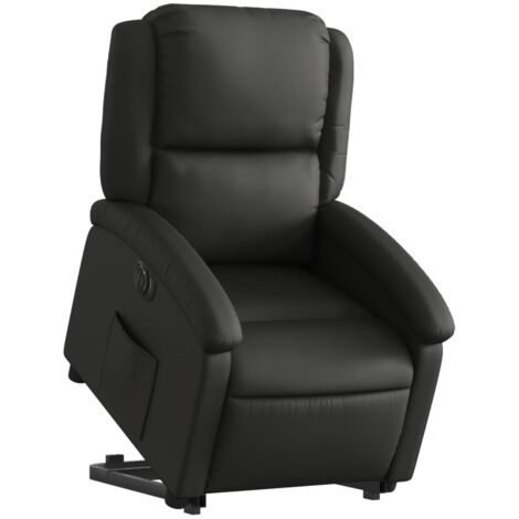 Sillón relax para TV muy cómodo con función de elevación eléctrica en cuero genuino negro DEC028458 (1/5)