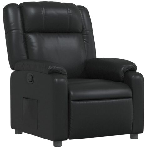 Sillón relax TV cómodo tapizado con función de inclinación manual en PVC negro DEC028074 (1/5)