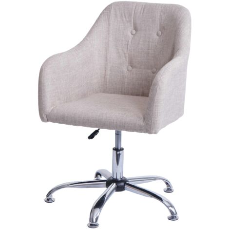 Silla de comedor con reposabrazos asiento giratorio regulable en altura metal textil crema 040006345 (1/5)
