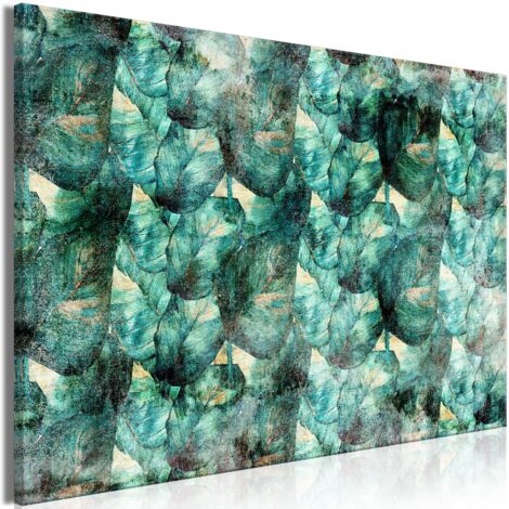 Cuadro decorativo en lienzo con impresión premium en 1 parte sobre marco de madera Patrón de pensamientos verdes 60x40 cm 110015946 (1/3)