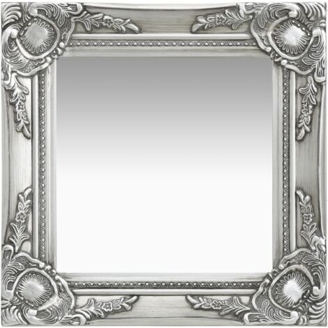 Espejo de pared cuadrado estilo barroco 40x40 cm plata DEC022848 (1/5)
