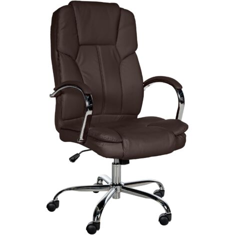 Sillón de oficina con ruedas Ancho de asiento XXL en PVC marrón y metal cromado 100002417 (1/5)