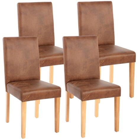 Juego de 4 sillas de comedor sintéticas marrón antiguo con patas claras CDS04151 (1/4)