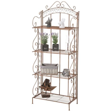 Estantería para plantas 4 niveles en hierro 153x61x33 cm marrón envejecido ETA10018 (1/4)