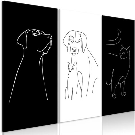 Cuadro decorativo en lienzo con impresión premium en 3 partes sobre marco de madera Patrón de animales domésticos 120x80 cm 110014856 (1/3)