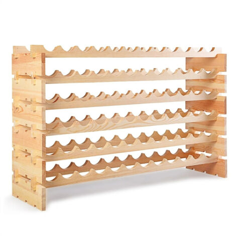 Botellero para 72 botellas en madera de pino modular robusta 119x29x71 cm 200001410