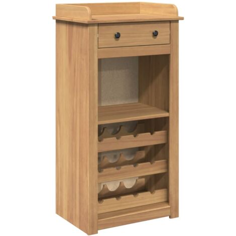 Vinoteca para hasta 9 botellas, cajones y espacio de almacenamiento 57 x 40 x 111,5 cm, madera de pino marrón DEC024440