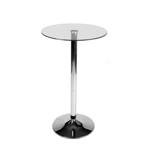 Mesa alta redonda Ø 60 cm con tapa de cristal y patas de metal 100000537