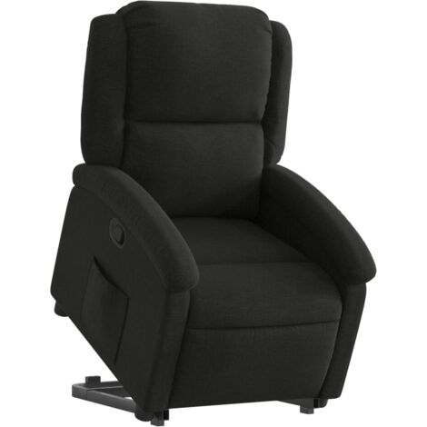 Sillón relax TV cómodo tapizado con función de elevación eléctrica en tela negra DEC028111 (1/5)