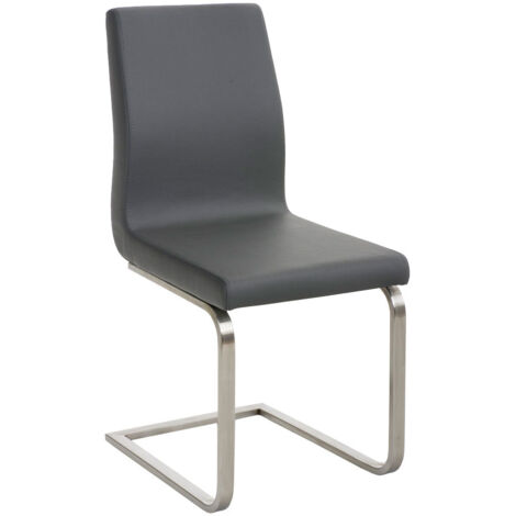 Silla de comedor x1 diseño moderno en PVC gris soporte acero inoxidable 100001989 (1/5)