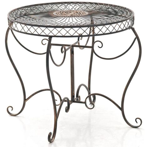 Mesa de jardín balcón terraza diseño rústico altura 69 cm en metal bronce 100003051