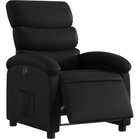 Sillón relax TV con función reclinable eléctrica muy cómodo en PVC negro DEC028465 (1/5)