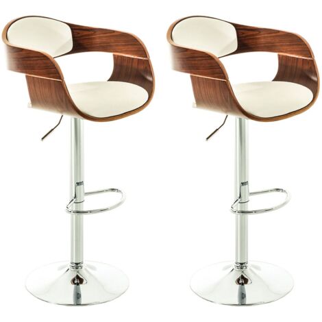 Conjunto de 2 sillas altas de bar con reposapiés de diseño moderno en nogal y sintético blanco 100001062 (1/5)