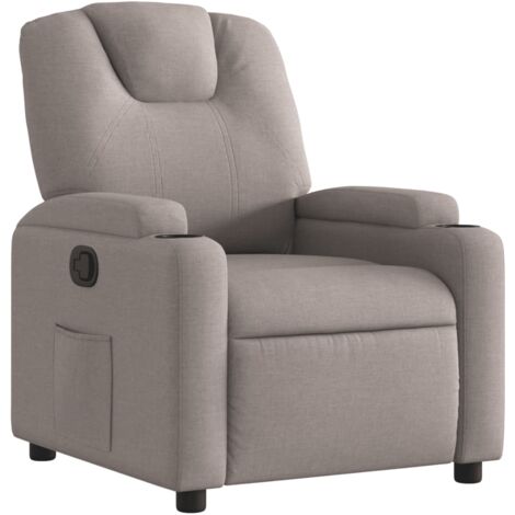 Sillón TV relax cómodo tapizado con función de inclinación manual en tela color topo DEC028186 (1/5)
