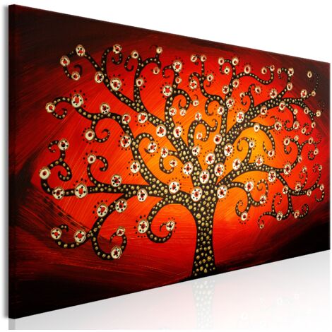 Cuadro decorativo en lienzo con impresión premium en 1 parte sobre marco de madera Patrón de árbol en llamas 120x40cm 110013840 (1/3)