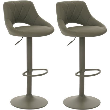 Conjunto de 2 taburetes de bar con reposapiés giratorios en PVC verde y metal 040007476 (1/5)