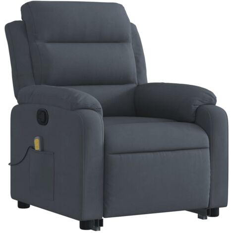 Sillón de relajación TV función masaje reclinable 6 puntos de masaje en terciopelo gris oscuro DEC026966 (1/5)
