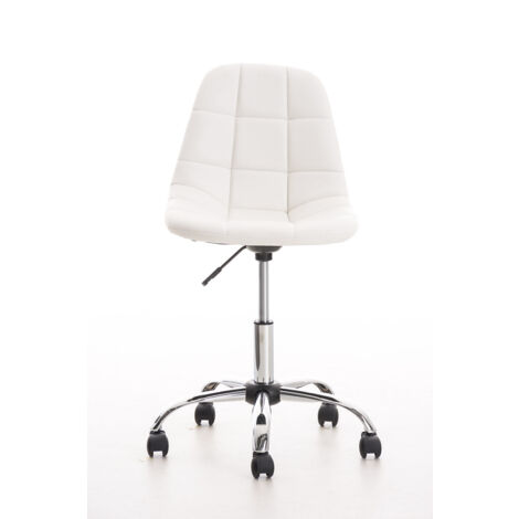 Taburete De Estética Con Ruedas Regulable - Altura 55-69cm, Respaldo Inclinable, Hasta 150kg, Blanco/Dorado