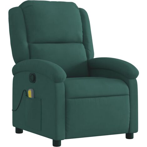 Sillón de relajación TV función masaje reclinable 6 puntos de masaje en terciopelo verde oscuro DEC027130 (1/5)
