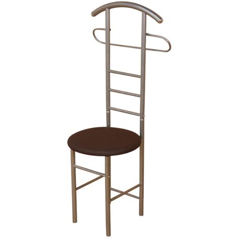 Silla de dormitorio/perchero valet en acero y sintético marrón MED05102