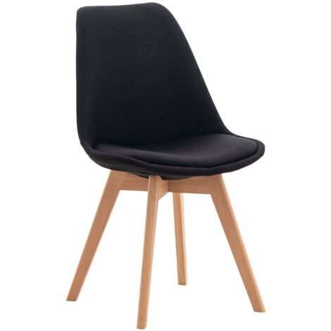Silla de comedor x1 diseño escandinavo en tela negra y patas de madera clara 100002292 (1/5)