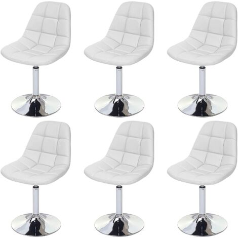 6x sillas de comedor en base cromada sintética blanca giratoria CDS04625 (1/5)