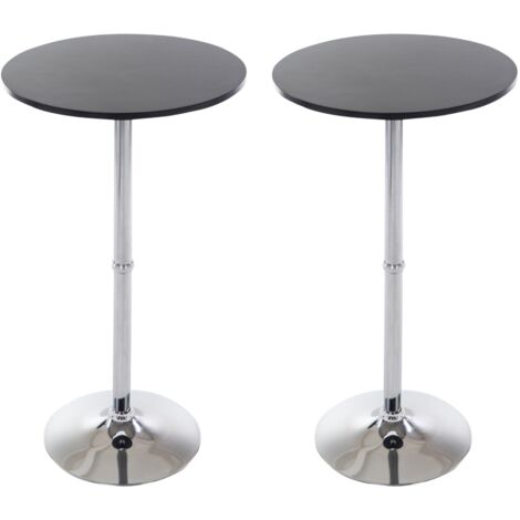 Conjunto de 2 mesas altas redondas Ø 60 cm en metal cromado y tablero CMDF negro 100004482