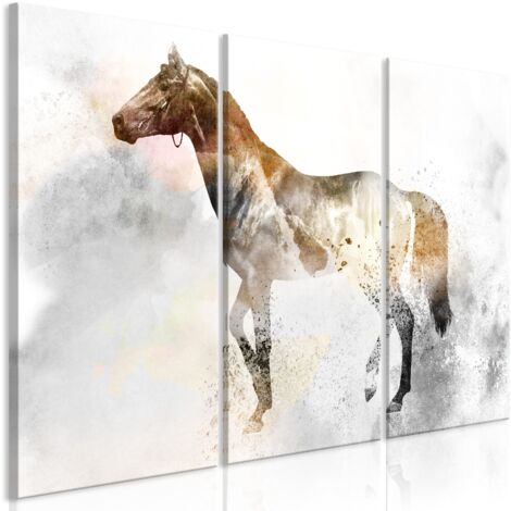 Cuadro decorativo en lienzo con impresión premium en 3 partes sobre marco de madera, diseño de Corcel Ardiente 120x80 cm 110015153 (1/3)