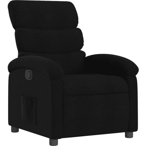 Sillón relax TV cómodo tapizado con función de inclinación manual en tela negra DEC028107 (1/5)