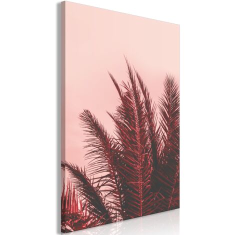 Cuadro decorativo en lienzo con impresión premium en 1 parte sobre marco de madera Patrón de palmeras al atardecer 40x60cm 110016061 (1/3)