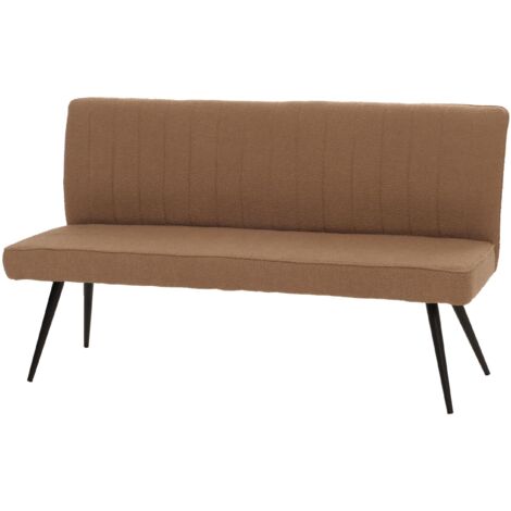 Banco de comedor banco tapizado con respaldo en tela Boucle marrón y metal 160 cm 040005863 (1/5)