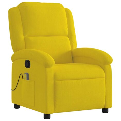 Sillón de relajación TV función masaje reclinable 6 puntos de masaje en terciopelo amarillo DEC026982 (1/5)