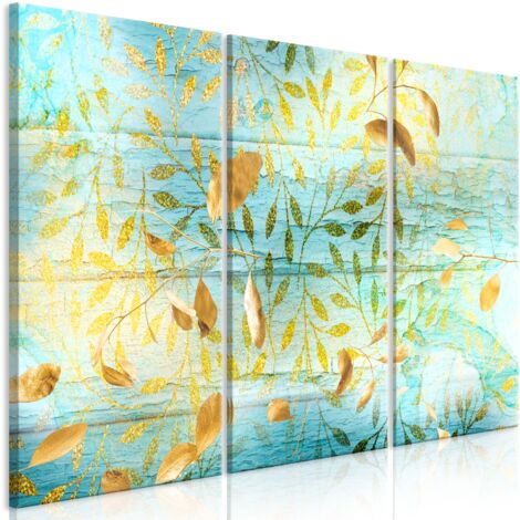 Cuadro decorativo en lienzo con impresión premium en 3 partes sobre marco de madera Patrón Golden Harvest 90x60cm 110016159 (1/3)