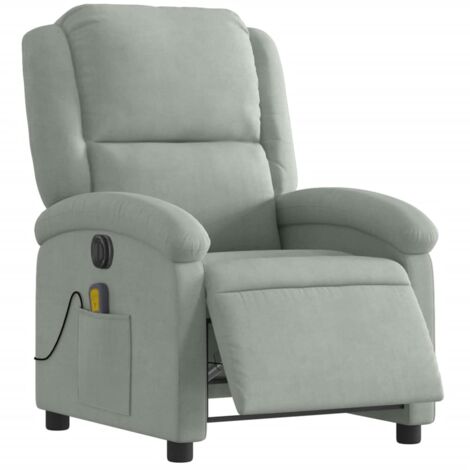 Sillón relax TV sillón reclinable de masaje eléctrico muy cómodo en terciopelo gris claro DEC028299 (1/5)