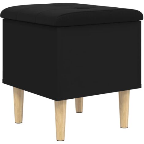 Taburete de almacenamiento reposapiés 42 x 42 x 46 cm madera contrachapada negra DEC024776 (1/5)