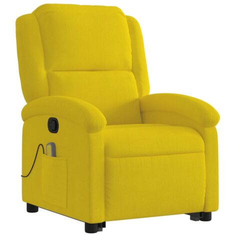 Sillón de relajación TV función masaje reclinable elevación eléctrica en terciopelo amarillo DEC026983 (1/5)