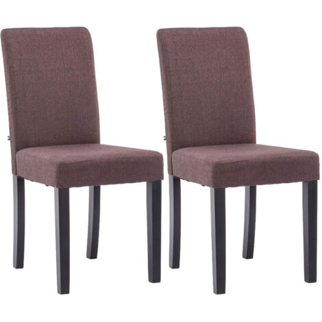 Juego de 2 sillas de comedor de diseño moderno en tela marrón y patas de madera negra 100001556 (1/5)