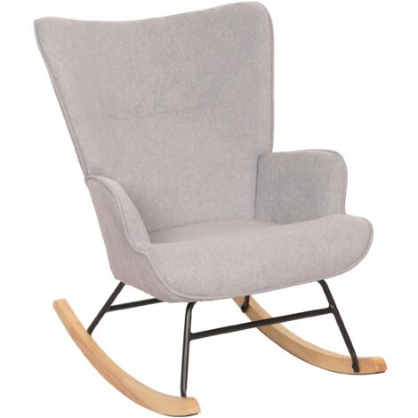 Mecedora relax Sillón TV tapizado 11 cm en madera, metal y tela gris claro 040006911