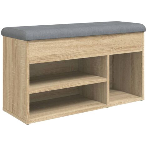 Banco zapatero color roble 82 x 32 x 45,5 cm madera contrachapada marrón DEC024895 (1/5)
