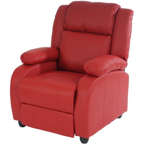 Sillón TV de relajación con ajuste sincrónico del respaldo y reposapiés en PVC rojo 040006896 (1/4)