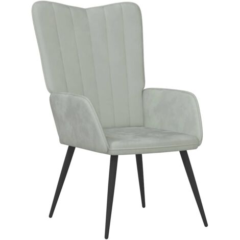 Sillón sofá de diseño sencillo en terciopelo gris claro DEC026674 (1/5)