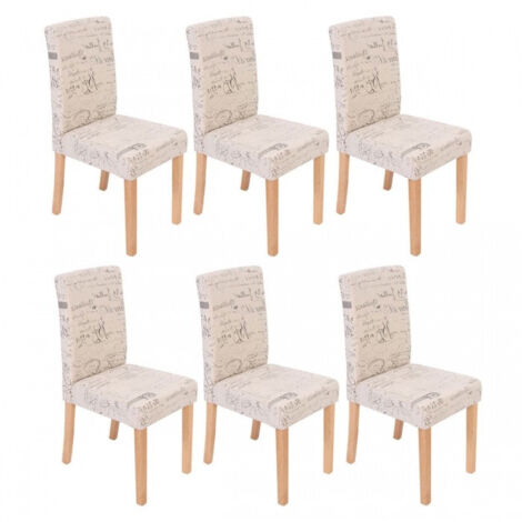Juego de 6 Sillas de Comedor en Tela Crema Patas Ligeras Estampadas CDS04229 (1/5)
