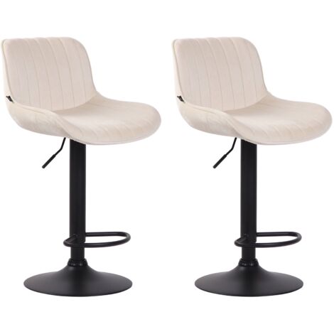 Juego de 2 taburetes de bar modernos y cómodos ajustables en terciopelo crema con pie de trompeta de metal negro TDB10399 (1/4)