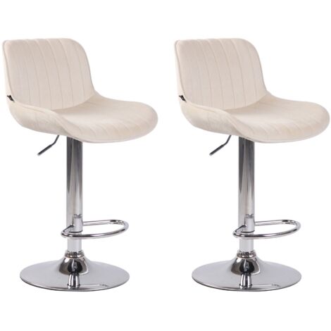 Juego de 2 taburetes de bar modernos, cómodos y ajustables de terciopelo crema con base de trompeta de metal TDB10393 (1/4)