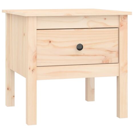 Mesita de noche con cajón 50 x 50 x 49 cm en madera maciza de pino marrón DEC032315 (1/5)