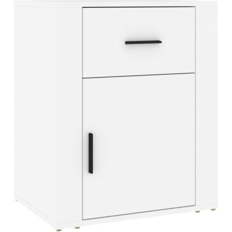 Mesita de noche con cajón y compartimento con puerta 50 x 36 x 60 cm madera de ingeniería blanca DEC033419 (1/5)
