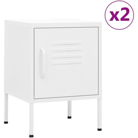 Juego de 2 mesitas de noche con compartimento con puerta 35 x 35 x 51 cm acero blanco DEC034861 (1/5)