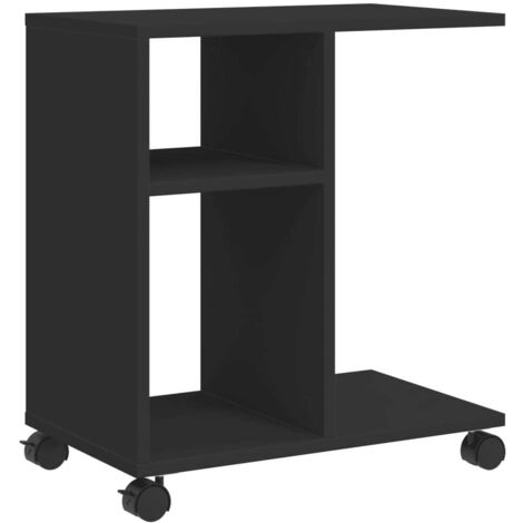 Mesa auxiliar con ruedas 50 x 30 x 55 cm madera contrachapada negra DEC032334 (1/5)